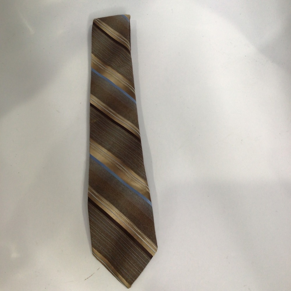 Sears fashion collection men's vintage tie one size brown tan blue striped retro